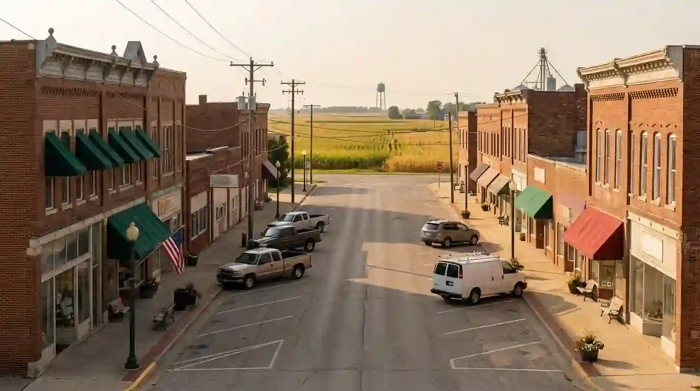 Mascoutah streets with farmland beyond