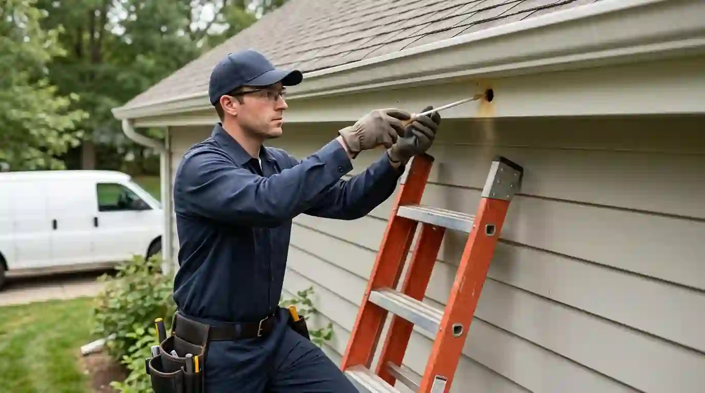 Ladder treatment of a carpenter bee gallery in fascia