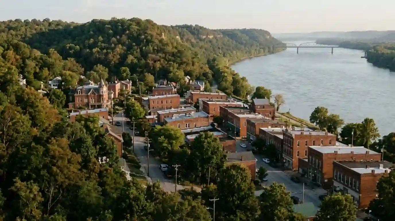 Randolph County river town on the Mississippi bluffs