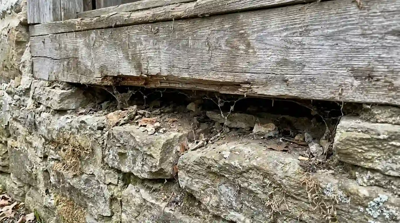 Settled foundation-to-sill gap on an older Belleville home