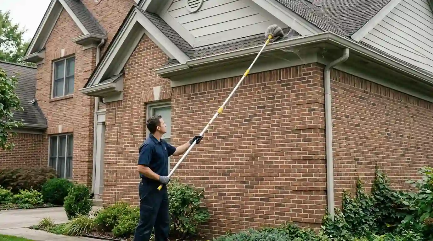 Web removal at a gable corner of a brick home