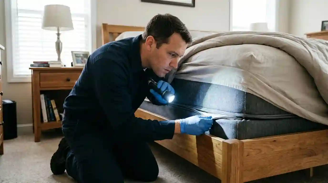 Mattress seam inspection for bed bug evidence