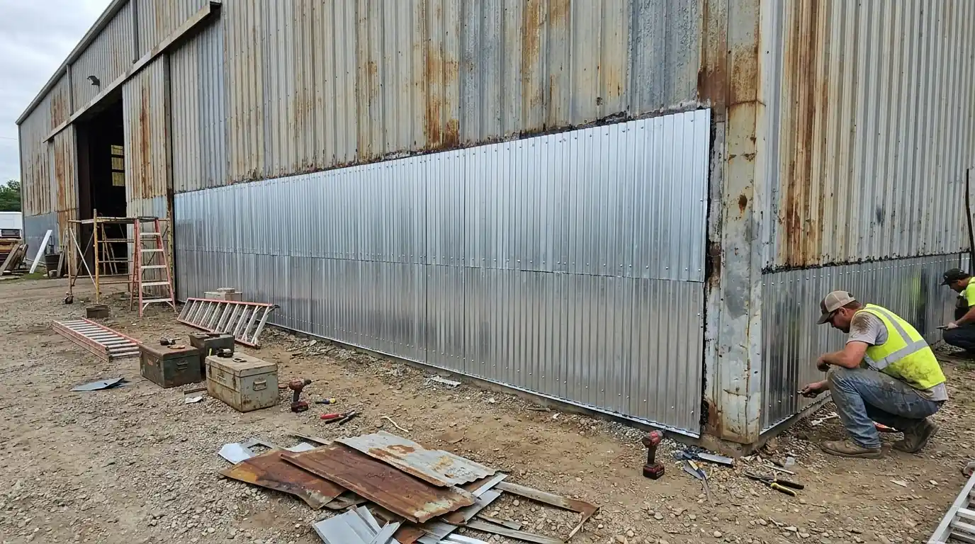 Metal fascia repairs after a squirrel job