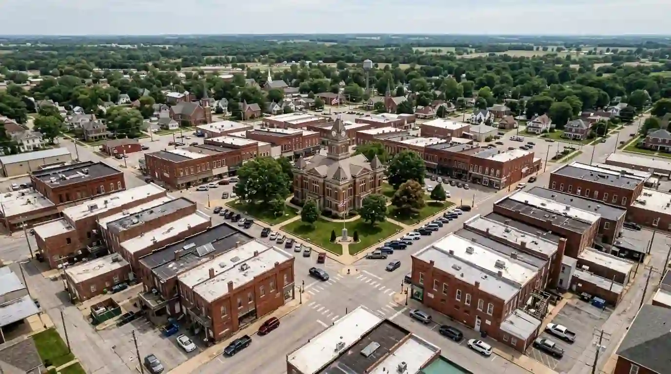 Belleville and surrounding St. Clair County neighborhoods from above