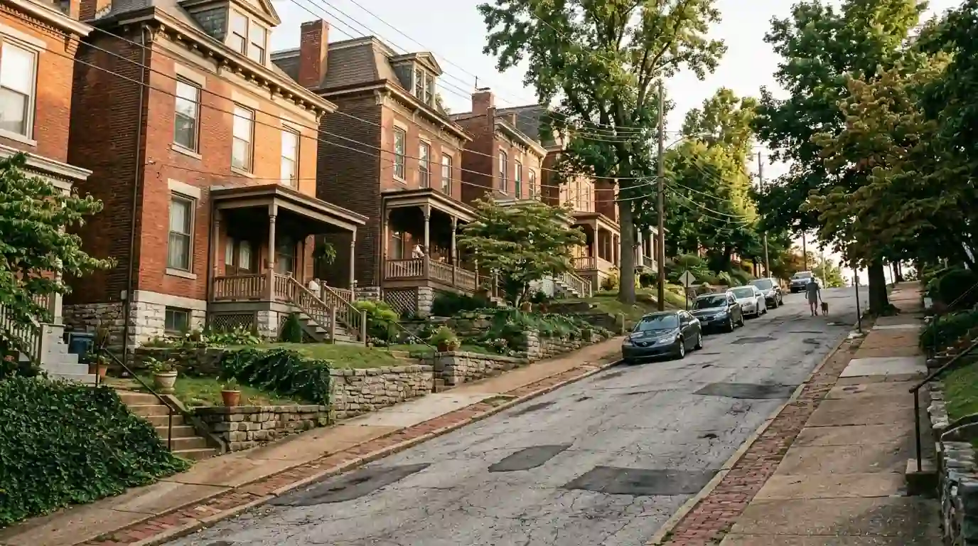 Historic Alton homes on the bluffs above the Mississippi