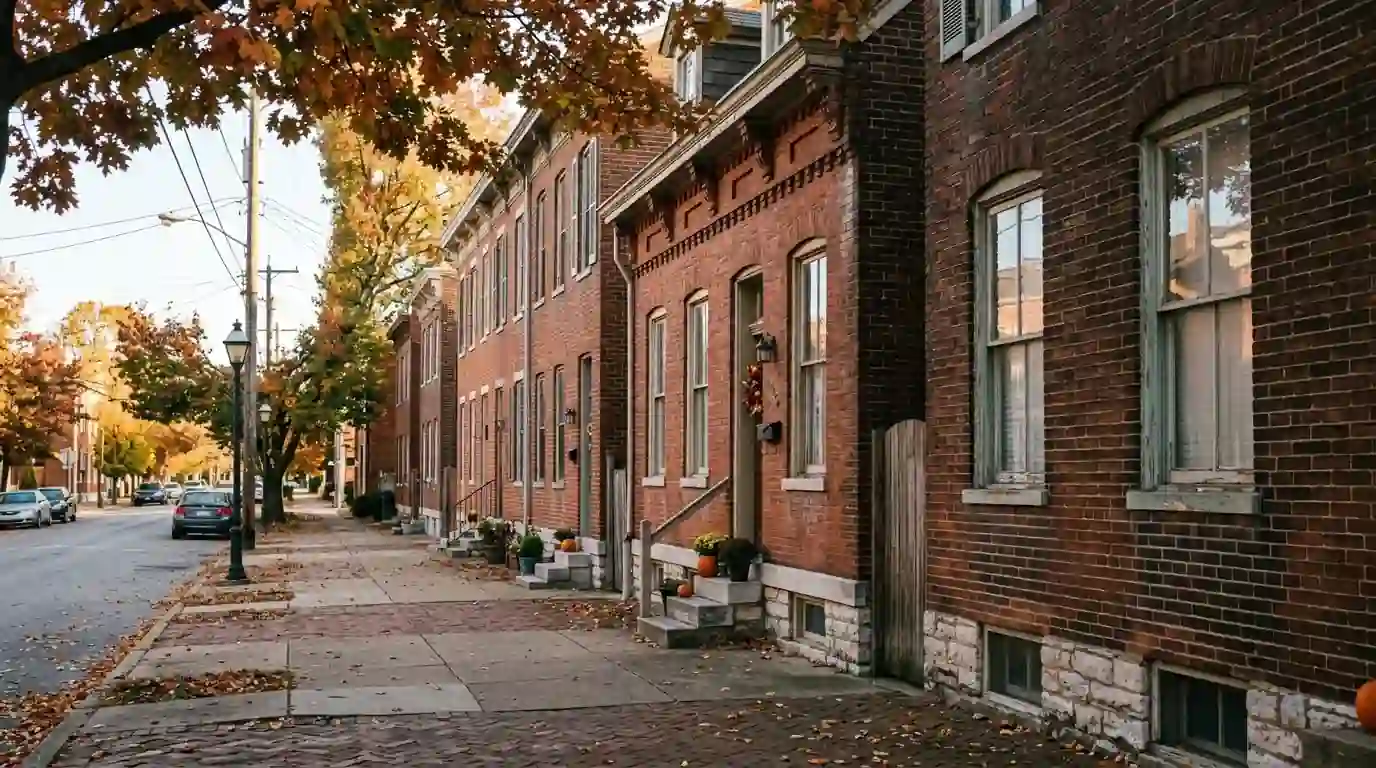 Historic brick homes in the Old Belleville district