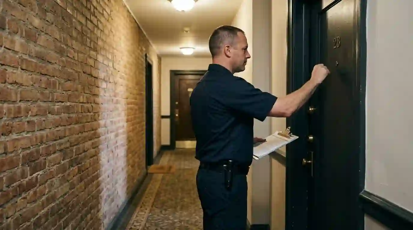 Unit-by-unit service in a brick apartment building