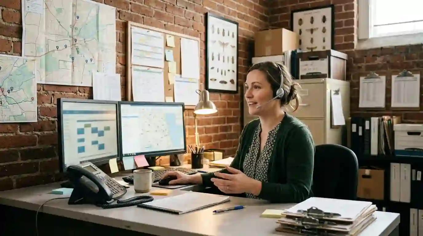 Office coordinator answering a call at the Belleville office