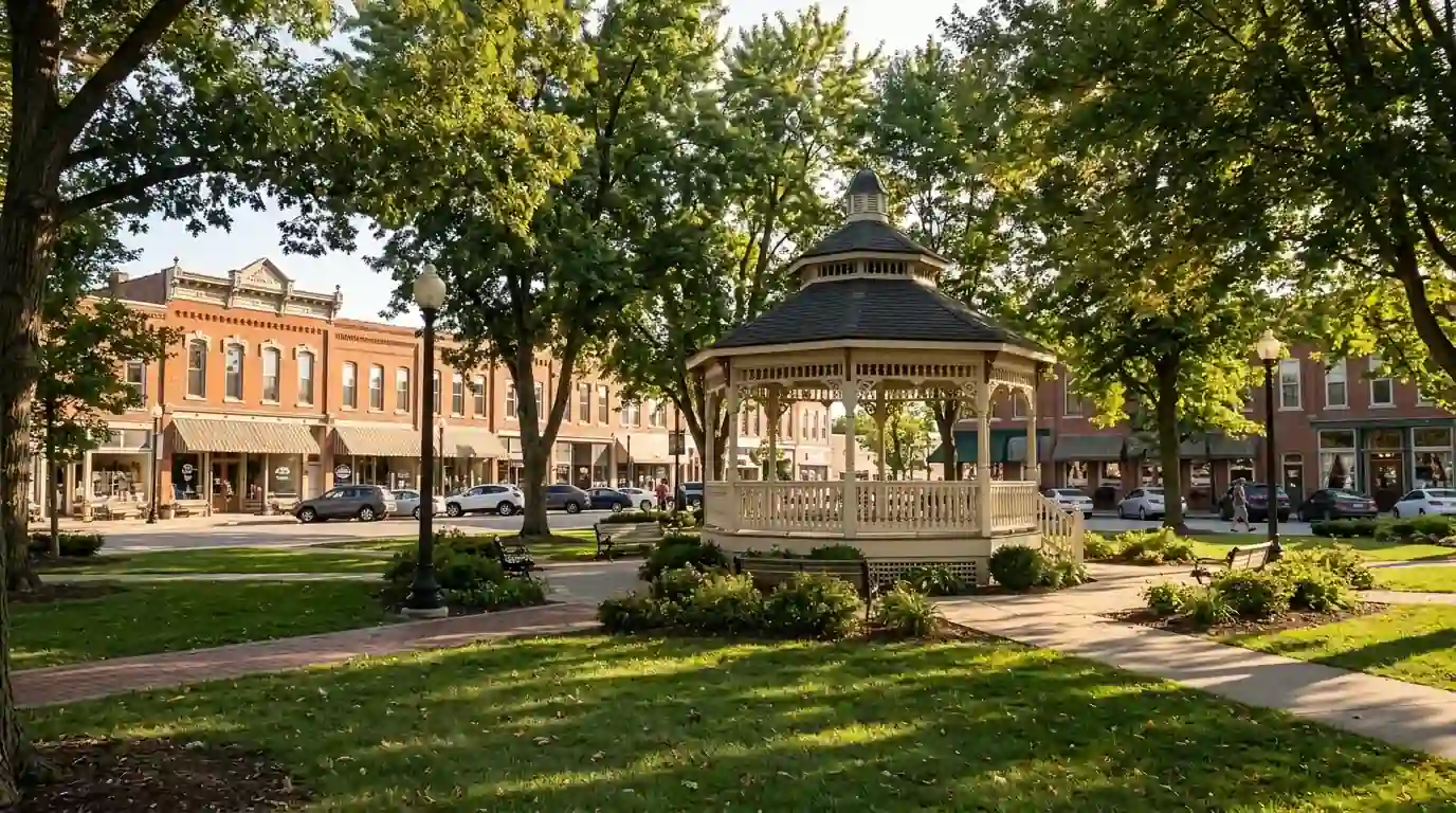 Highland's town square in Madison County