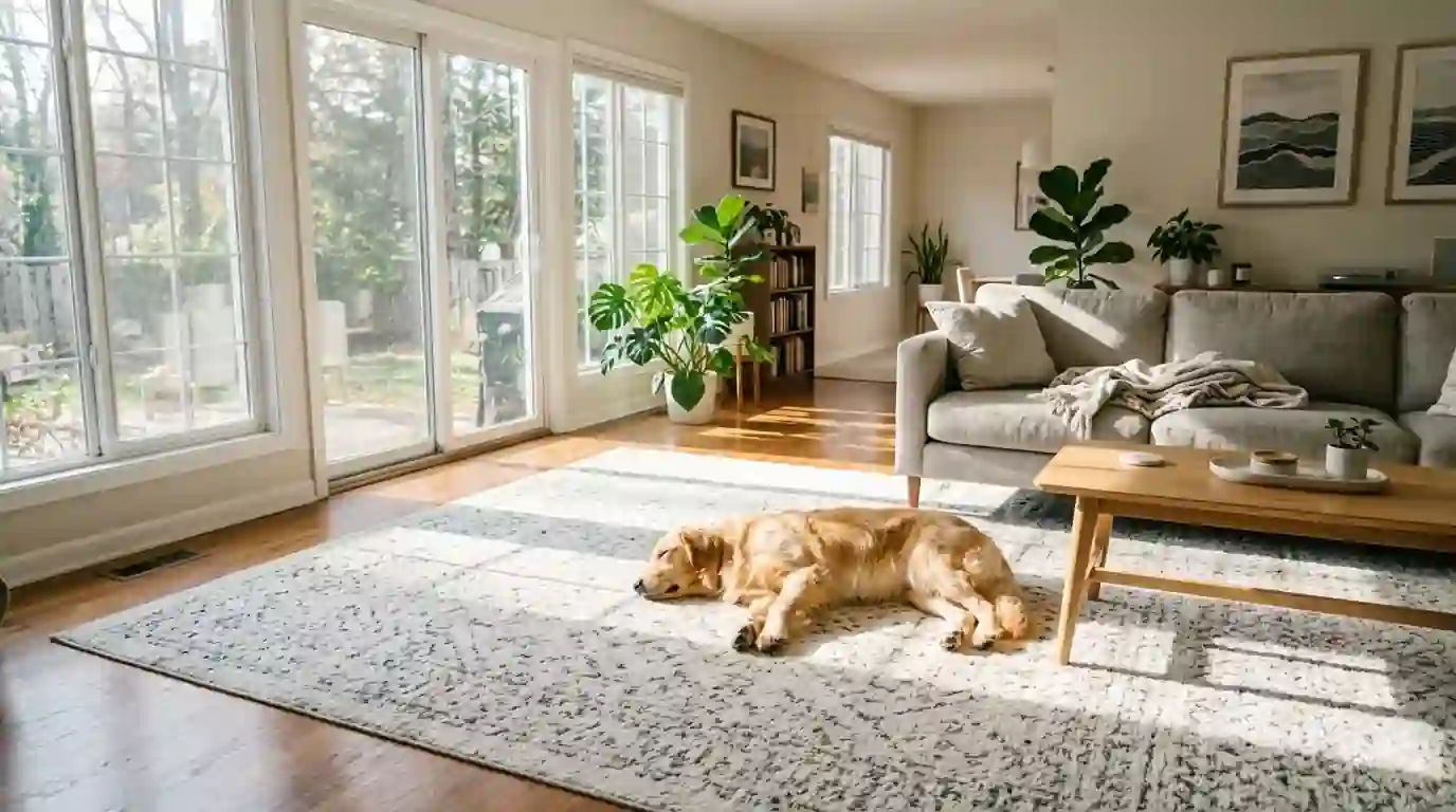 Pet back on the rug after a flea program