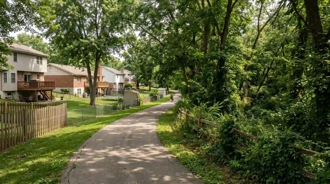 Glen Carbon homes backing onto a wooded trail corridor