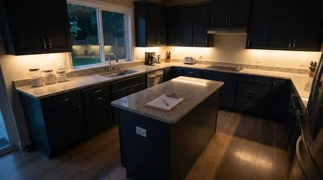 Clean quiet kitchen after a roach program