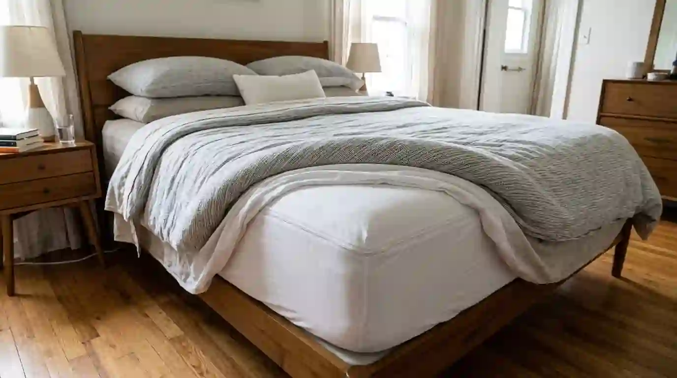 Encased mattress on a treated bed