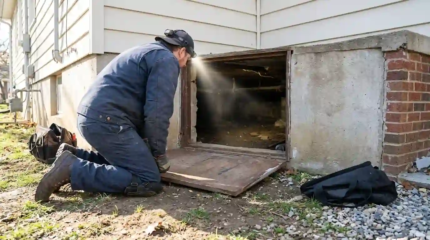 Crawl space entry during a locate job
