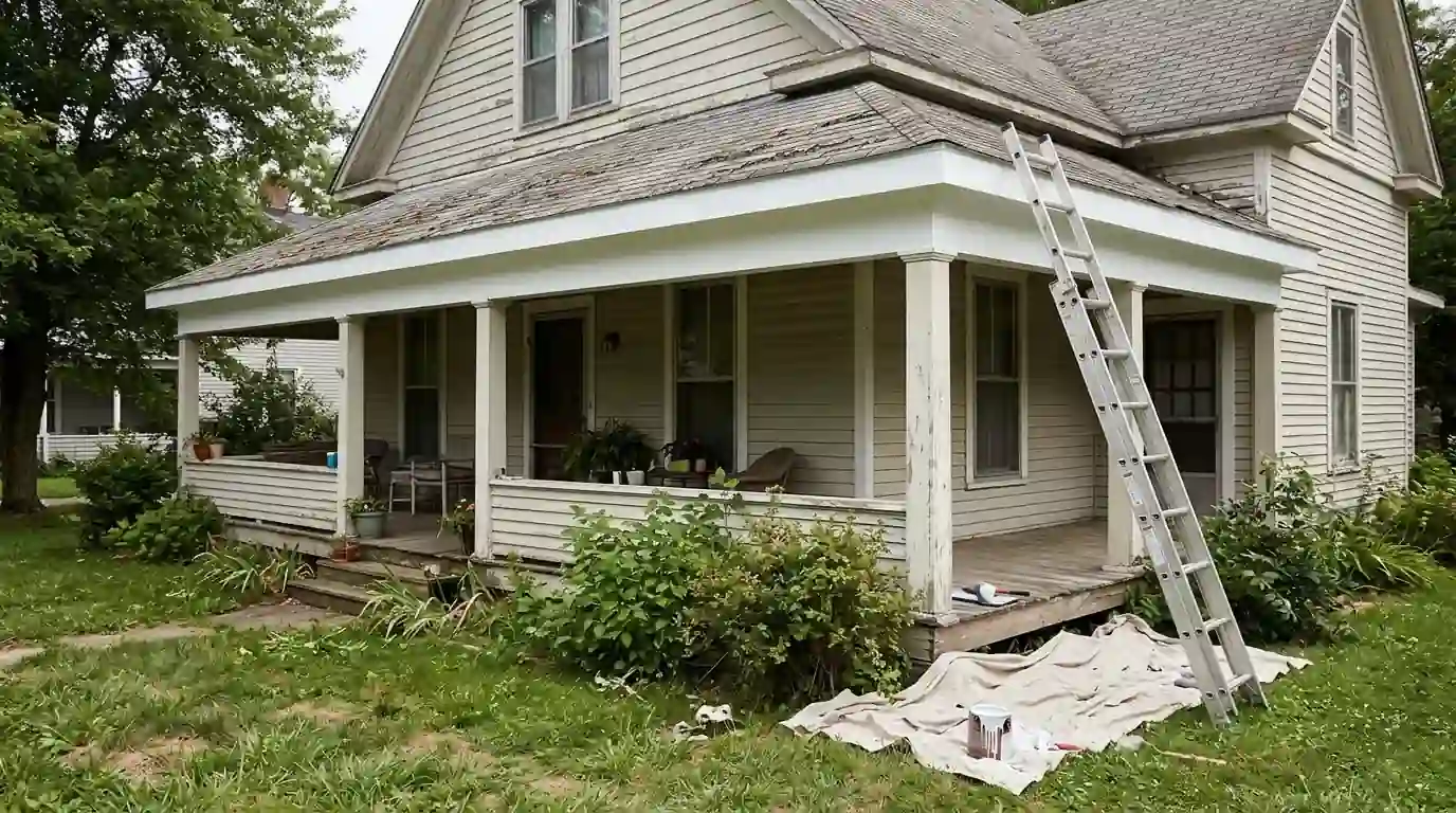 Repainted fascia line after carpenter bee treatment and sealing