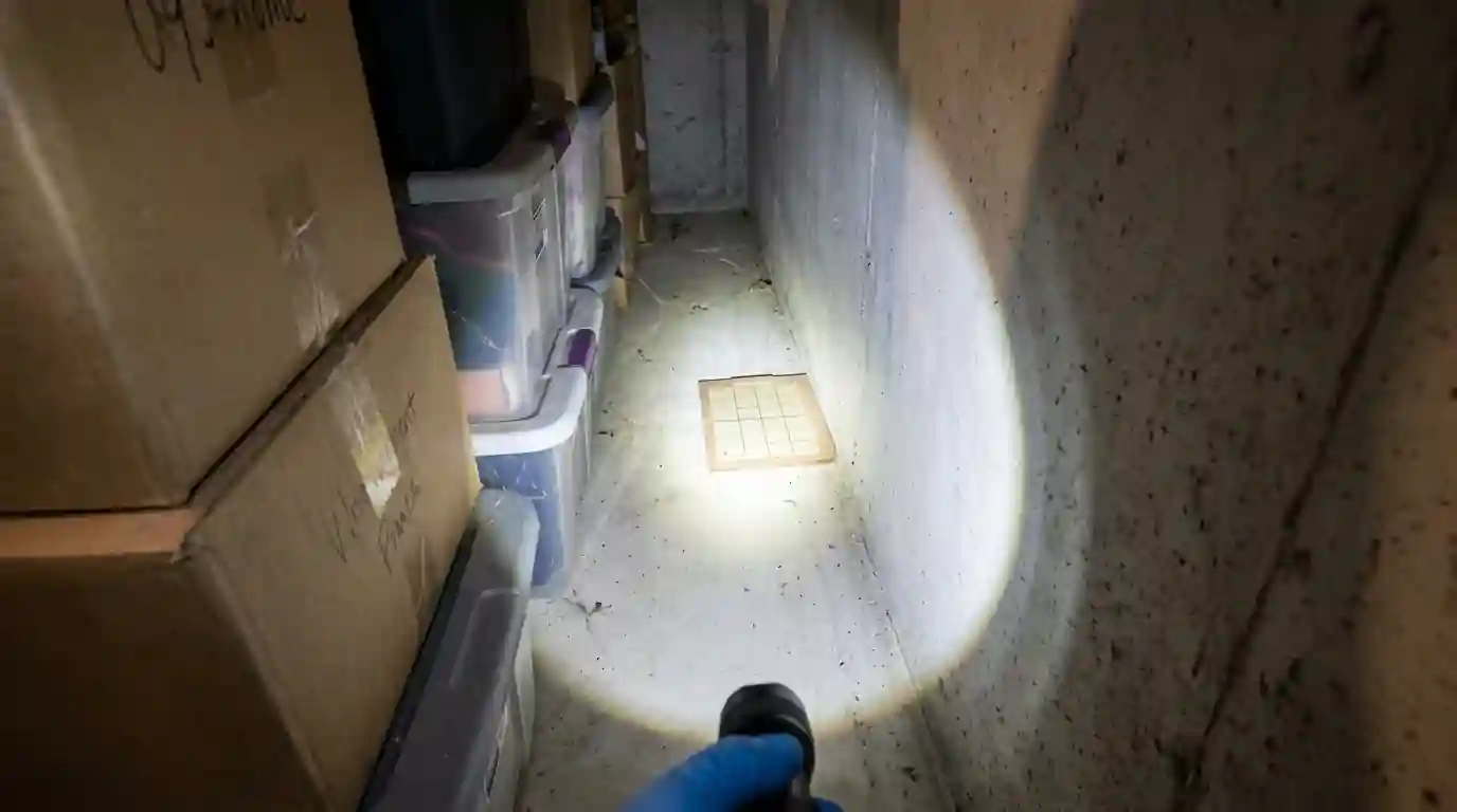 Glue monitor placed along a basement wall for brown recluse detection
